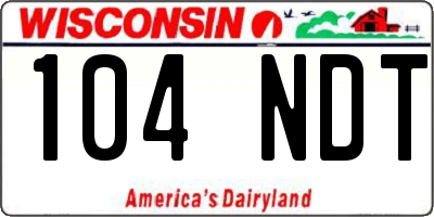 WI license plate 104NDT