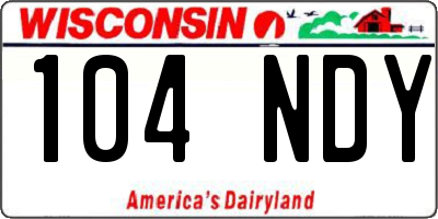 WI license plate 104NDY