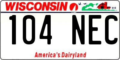 WI license plate 104NEC