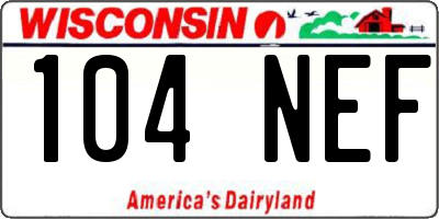WI license plate 104NEF