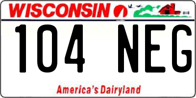 WI license plate 104NEG