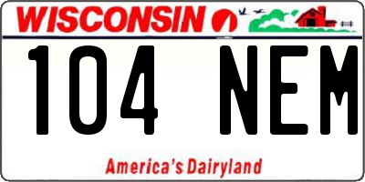 WI license plate 104NEM