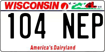 WI license plate 104NEP