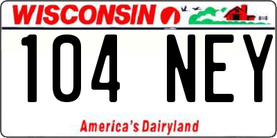 WI license plate 104NEY