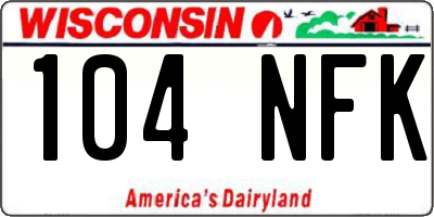 WI license plate 104NFK