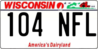 WI license plate 104NFL