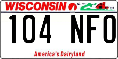 WI license plate 104NFO