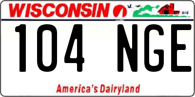 WI license plate 104NGE