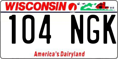 WI license plate 104NGK