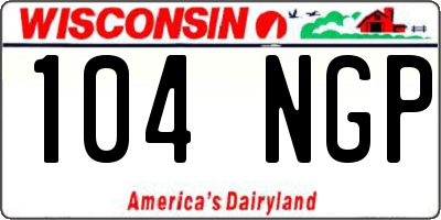 WI license plate 104NGP