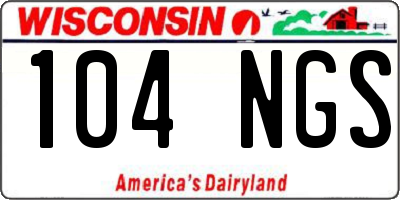 WI license plate 104NGS
