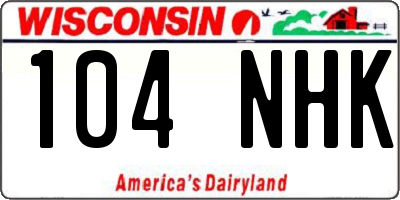 WI license plate 104NHK