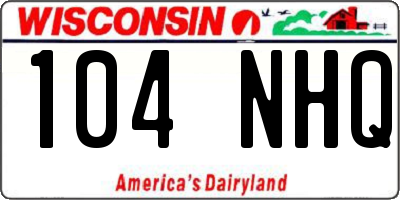 WI license plate 104NHQ