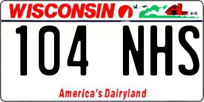 WI license plate 104NHS