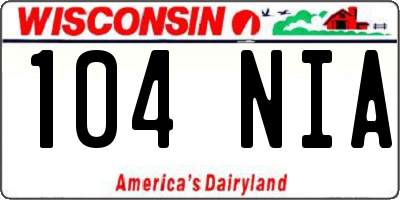 WI license plate 104NIA