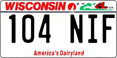 WI license plate 104NIF