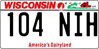 WI license plate 104NIH