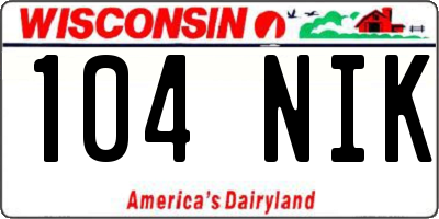 WI license plate 104NIK