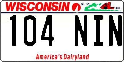 WI license plate 104NIN