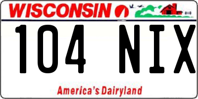 WI license plate 104NIX