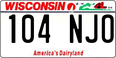 WI license plate 104NJO