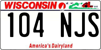WI license plate 104NJS
