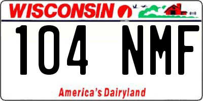 WI license plate 104NMF