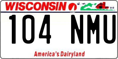 WI license plate 104NMU