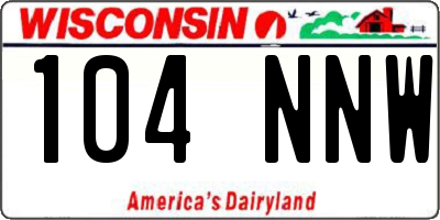 WI license plate 104NNW