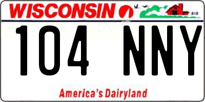 WI license plate 104NNY