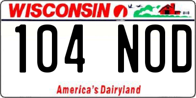 WI license plate 104NOD