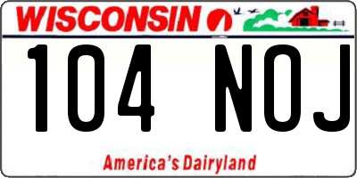 WI license plate 104NOJ