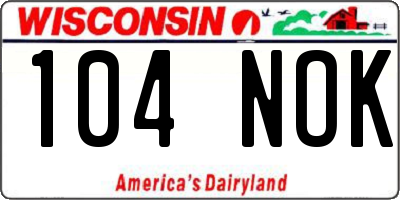 WI license plate 104NOK