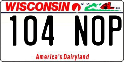 WI license plate 104NOP