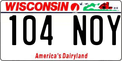 WI license plate 104NOY