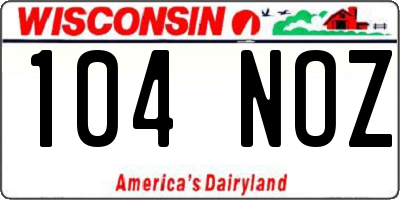 WI license plate 104NOZ