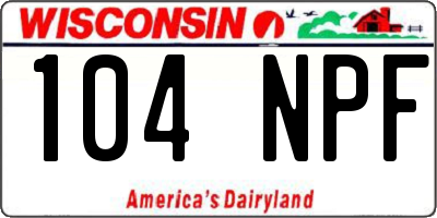 WI license plate 104NPF