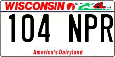 WI license plate 104NPR