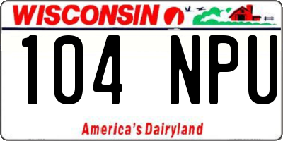 WI license plate 104NPU