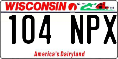 WI license plate 104NPX