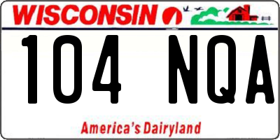 WI license plate 104NQA