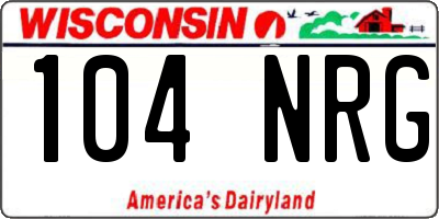 WI license plate 104NRG