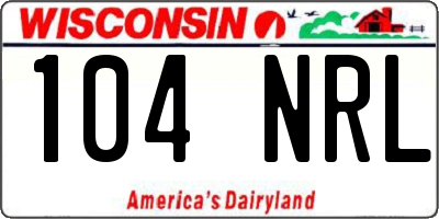 WI license plate 104NRL