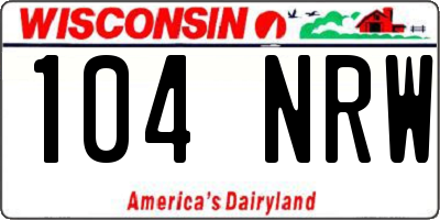 WI license plate 104NRW