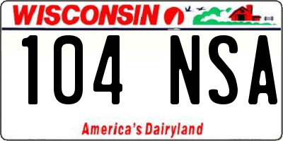 WI license plate 104NSA