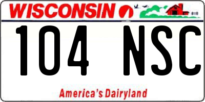 WI license plate 104NSC