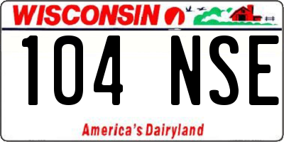 WI license plate 104NSE