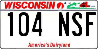 WI license plate 104NSF