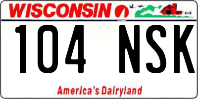 WI license plate 104NSK