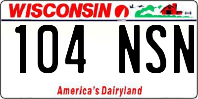 WI license plate 104NSN